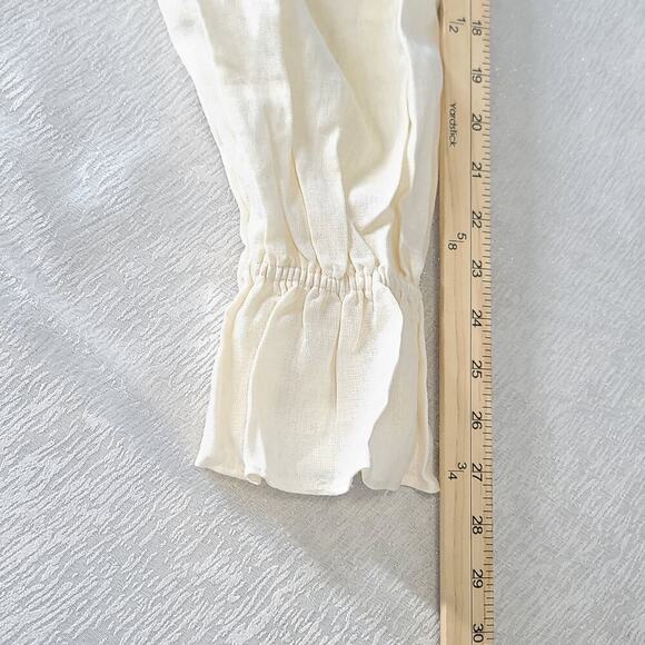 Weworewhat linen bell wrist  tie front linen cropped milkmaid top Size Large - Picture 5 of 9